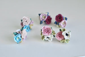 Blue Floral Bouquet Studs