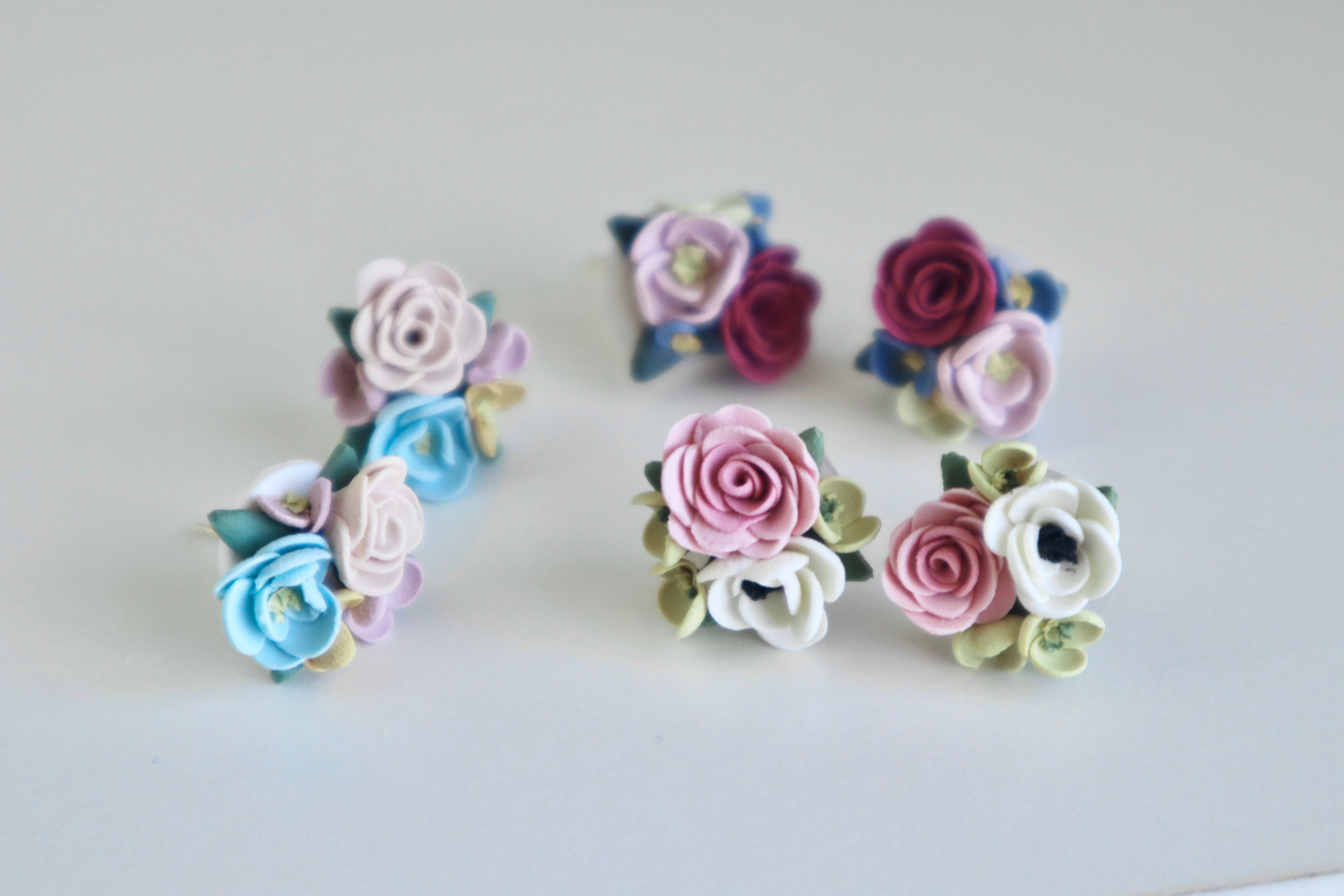 Baby Pink Rose Bouquet Studs