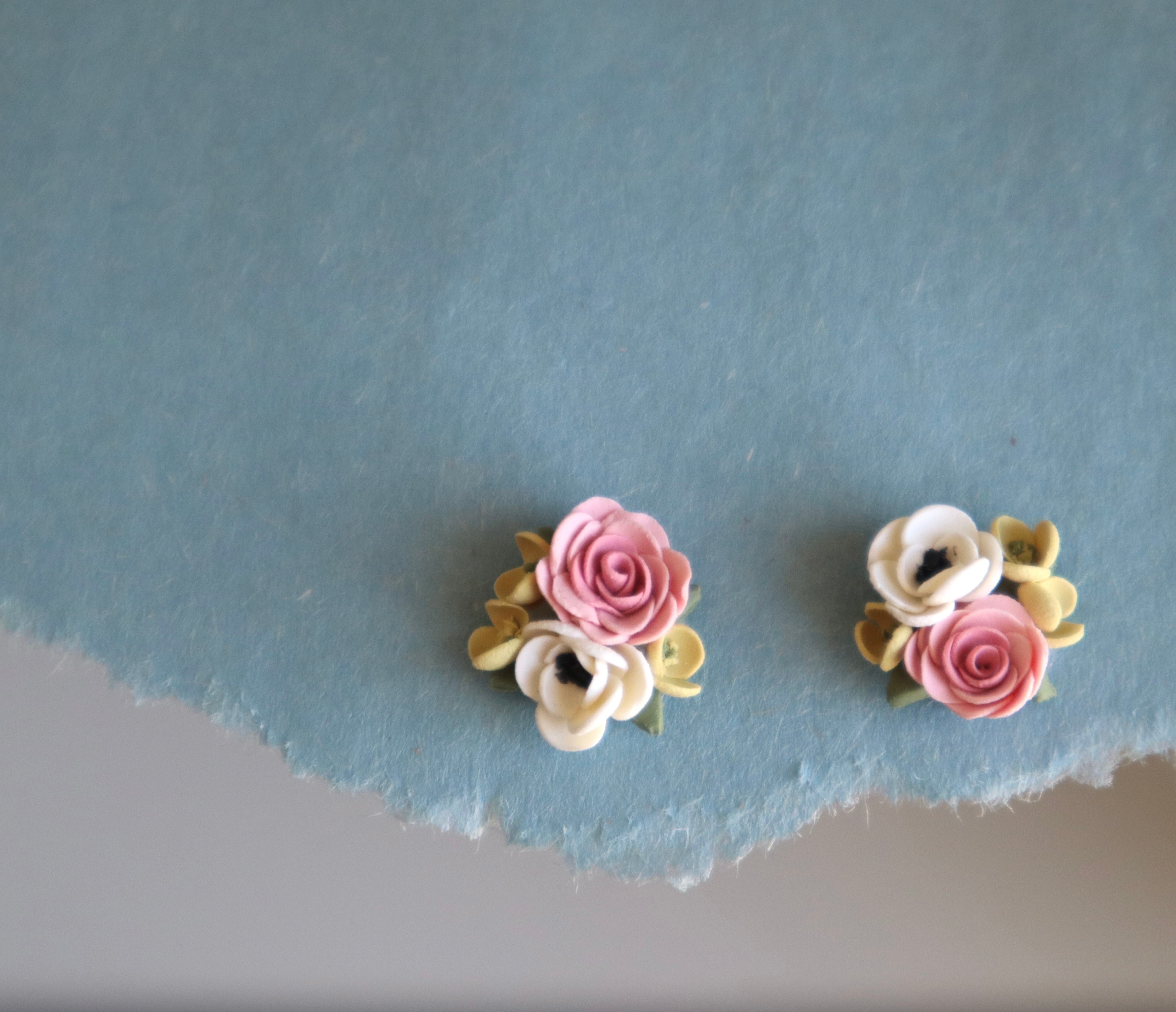 Baby Pink Rose Bouquet Studs