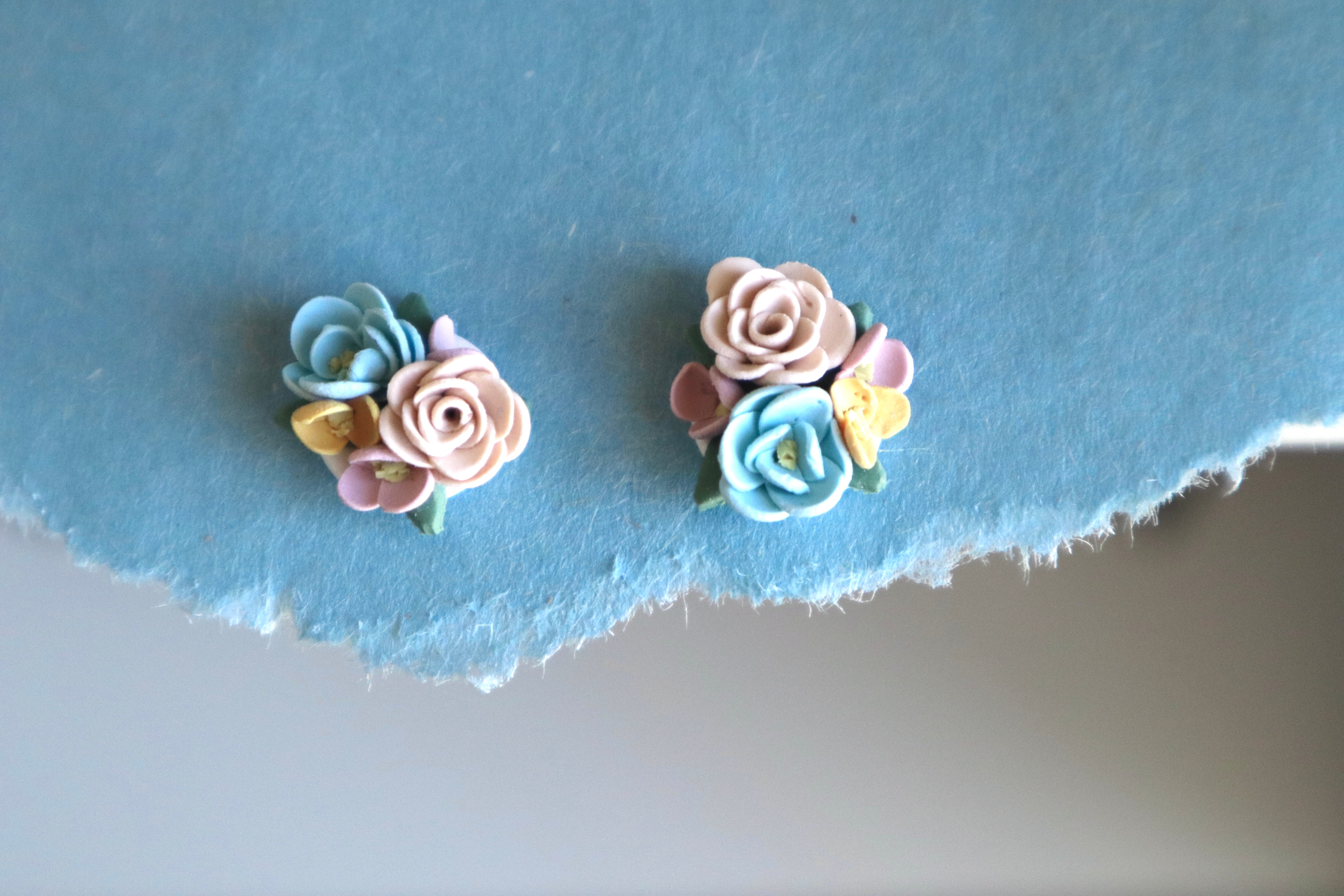 Blue Floral Bouquet Studs