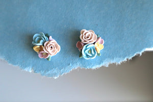 Blue Floral Bouquet Studs